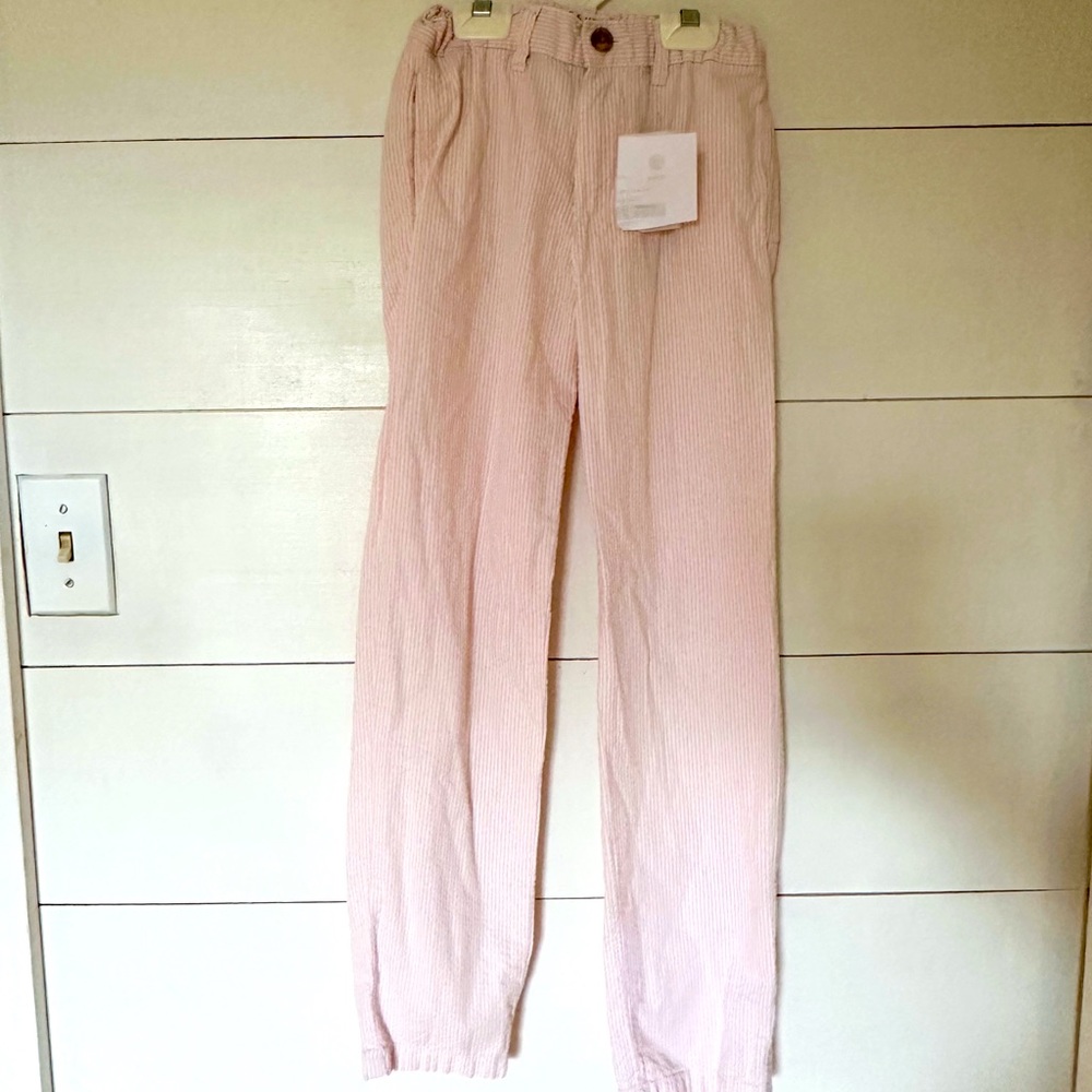 Hope and Henry Seersucker boys’ pants - pink and white